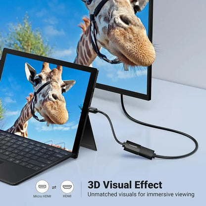 UGREEN 20134 Micro HDMI to HDMI Adapter 4K60 20cm Tablet Connected to External Display tpstech.in