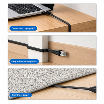 UGREEN 20158 0.5m Cat 6 Flat Ethernet Cable slim profile for routing under carpets and along walls -tpstech.in