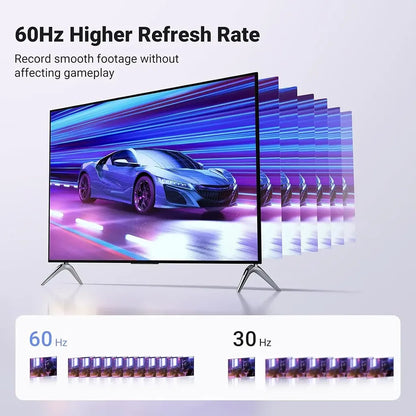 UGREEN 25854 Video Capture Card 60Hz High Refresh Rate vs 30Hz Smooth Footage Recording tpstech.in