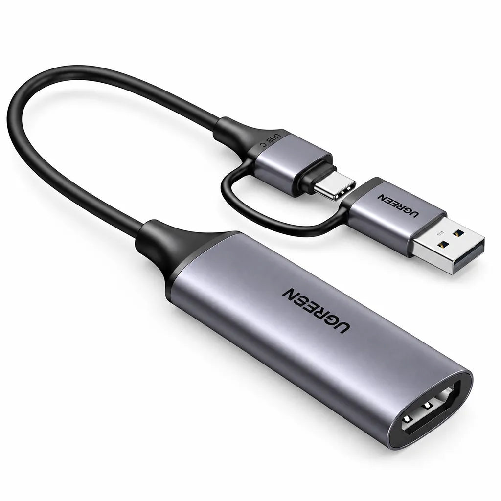 UGREEN Full HD 1080p Video Capture Card 25854 Showing HDMI Input and Dual USB Connector tpstech.in