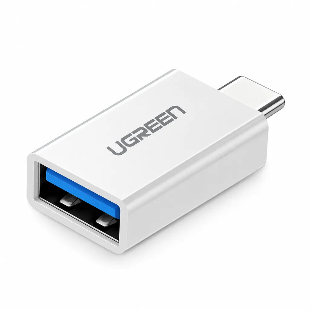 UGREEN 30155 USB-C to USB 3.0 Type-A Adapter perspective view showing blue USB 3.0 female port -tpstech.in
