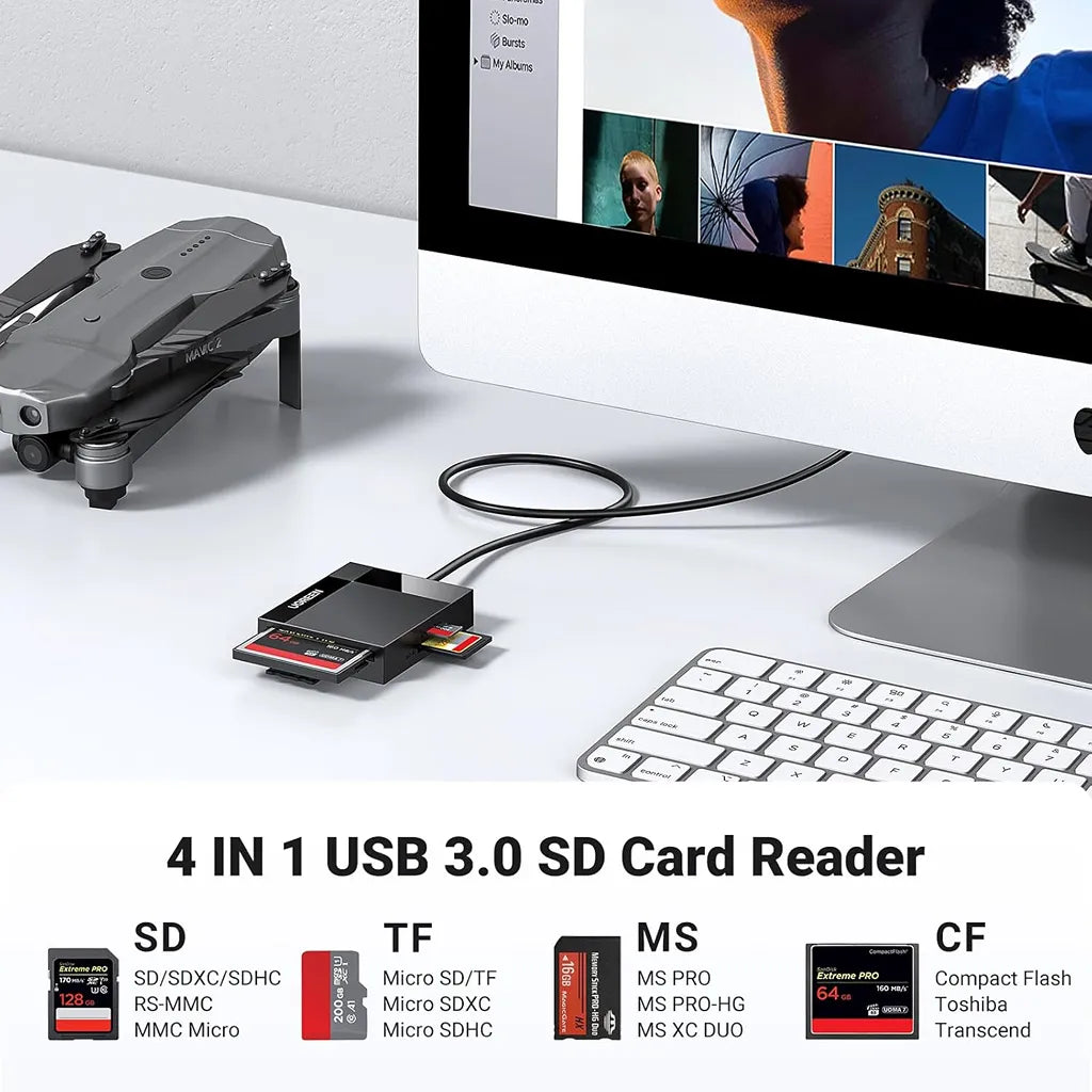 UGREEN 30333 4-in-1 USB 3.0 Card Reader Compatibility with SD TF MS and CompactFlash Cards tpstech.in