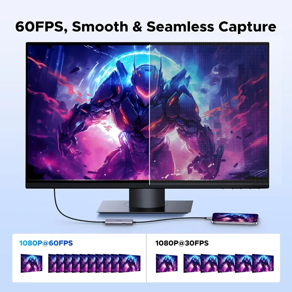 UGREEN 65856 Video Capture Card 1080P at 60FPS Smooth and Seamless Capture on Monitor tpstech.in