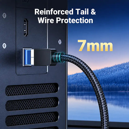 UGREEN 80431 Cat 8 Ethernet Cable plugged into PC port featuring 7mm reinforced strain relief protection -tpstech.in