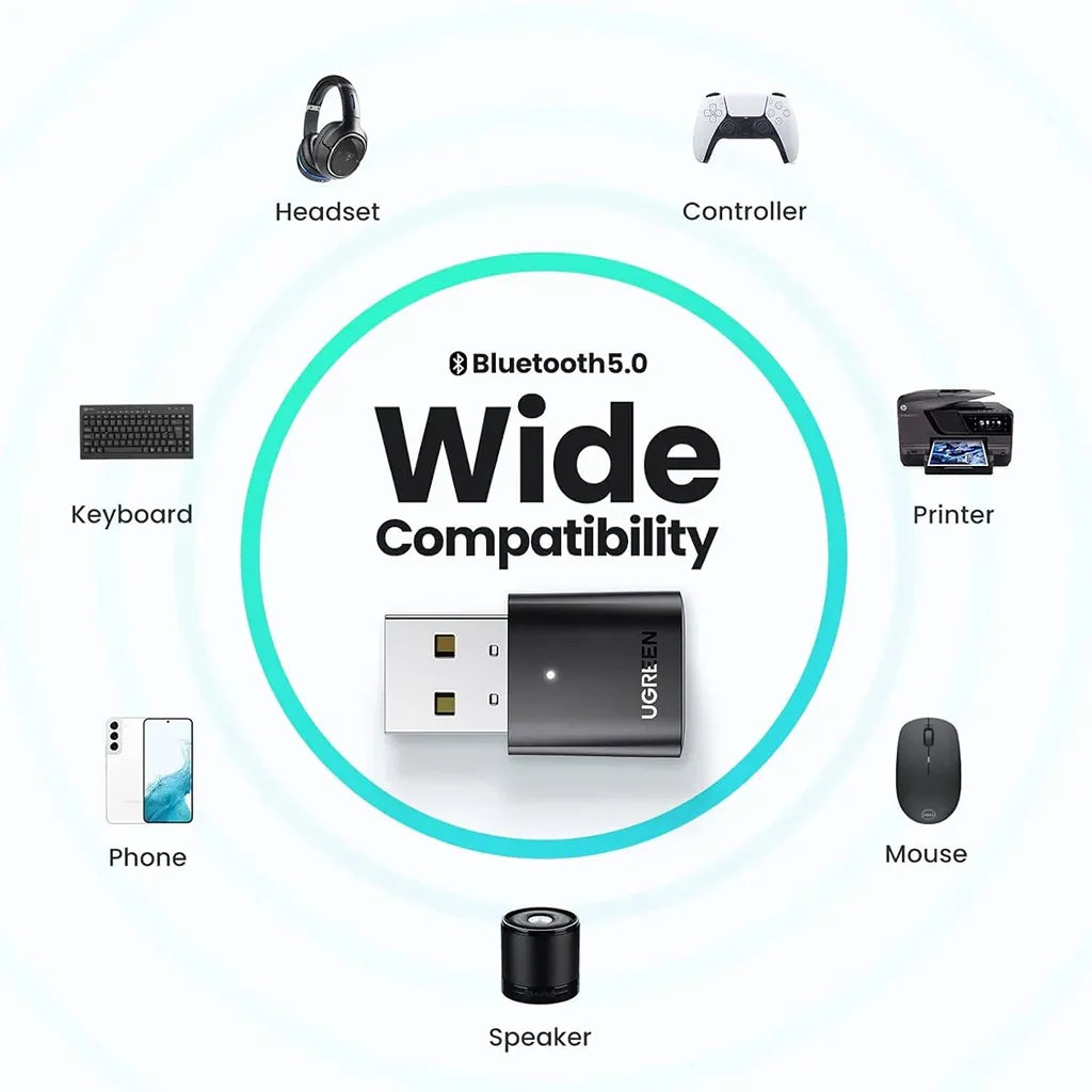 UGREEN 80889 CM390 Bluetooth 5.0 Adapter Device Compatibility for Headsets Controllers and Mice tpstech.in