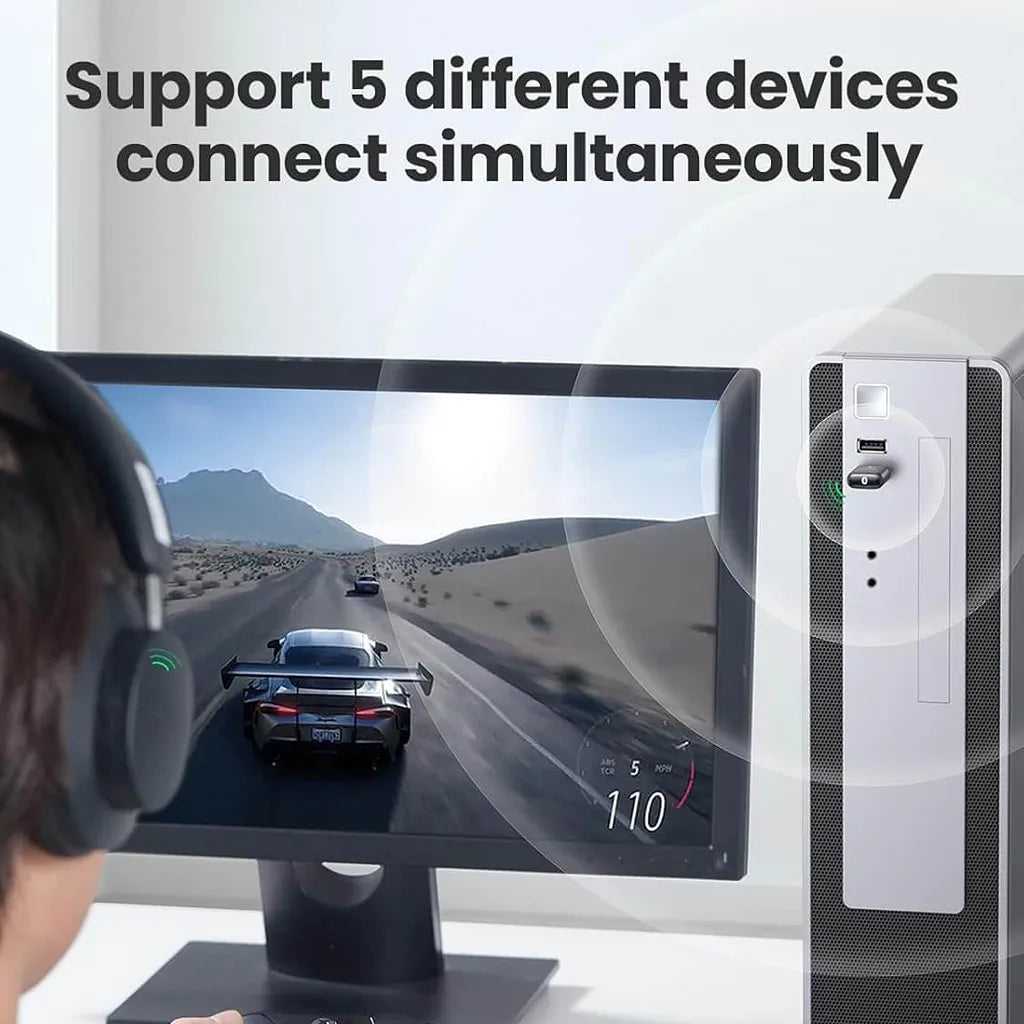 UGREEN CM390 Bluetooth 5.0 Adapter Supporting 5 Devices Simultaneously on Desktop PC tpstech.in