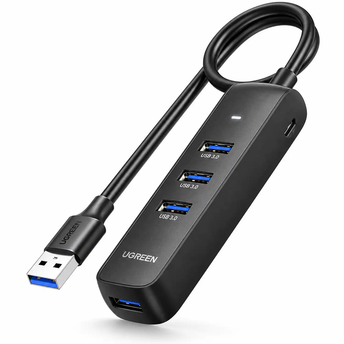 UGREEN CM416 80657 USB 3.0 4-Port Hub 5Gbps High-Speed Data Matte Black Finish with USB-A Cable tpstech.in