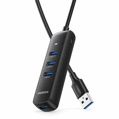 UGREEN CM416 80657 USB 3.0 4-Port Hub 5Gbps High-Speed Data Standing View Showing USB Ports and Connector tpstech.in