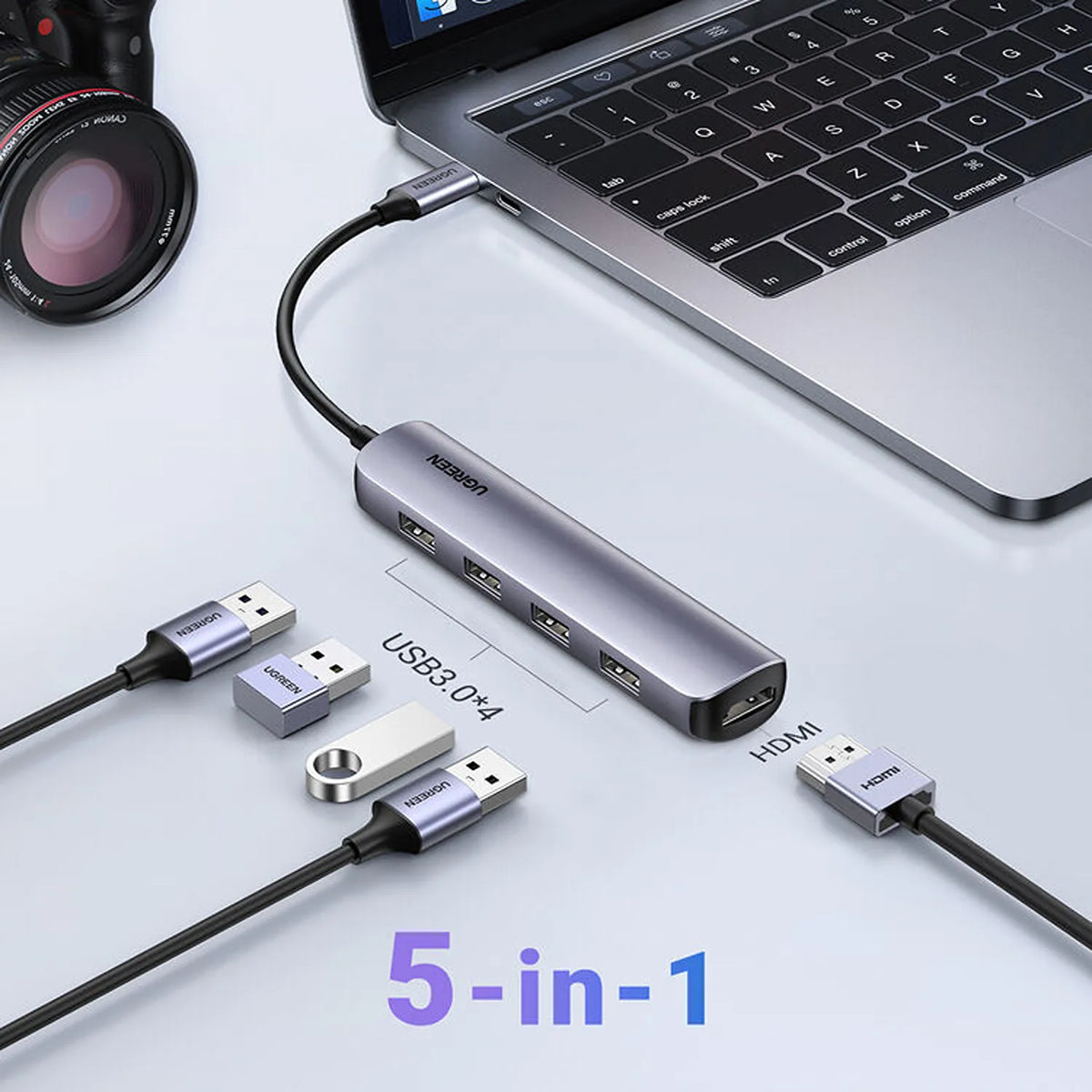 UGREEN CM417 20197 5-in-1 USB-C Hub with 4K HDMI for Laptops 4 USB 3.0 Ports and 4K HDMI Expansion tpstech.in