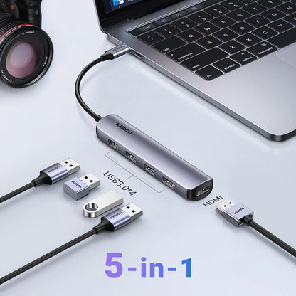 UGREEN CM417 20197 5-in-1 USB-C Hub with 4K HDMI for Laptops 4 USB 3.0 Ports and 4K HDMI Expansion tpstech.in