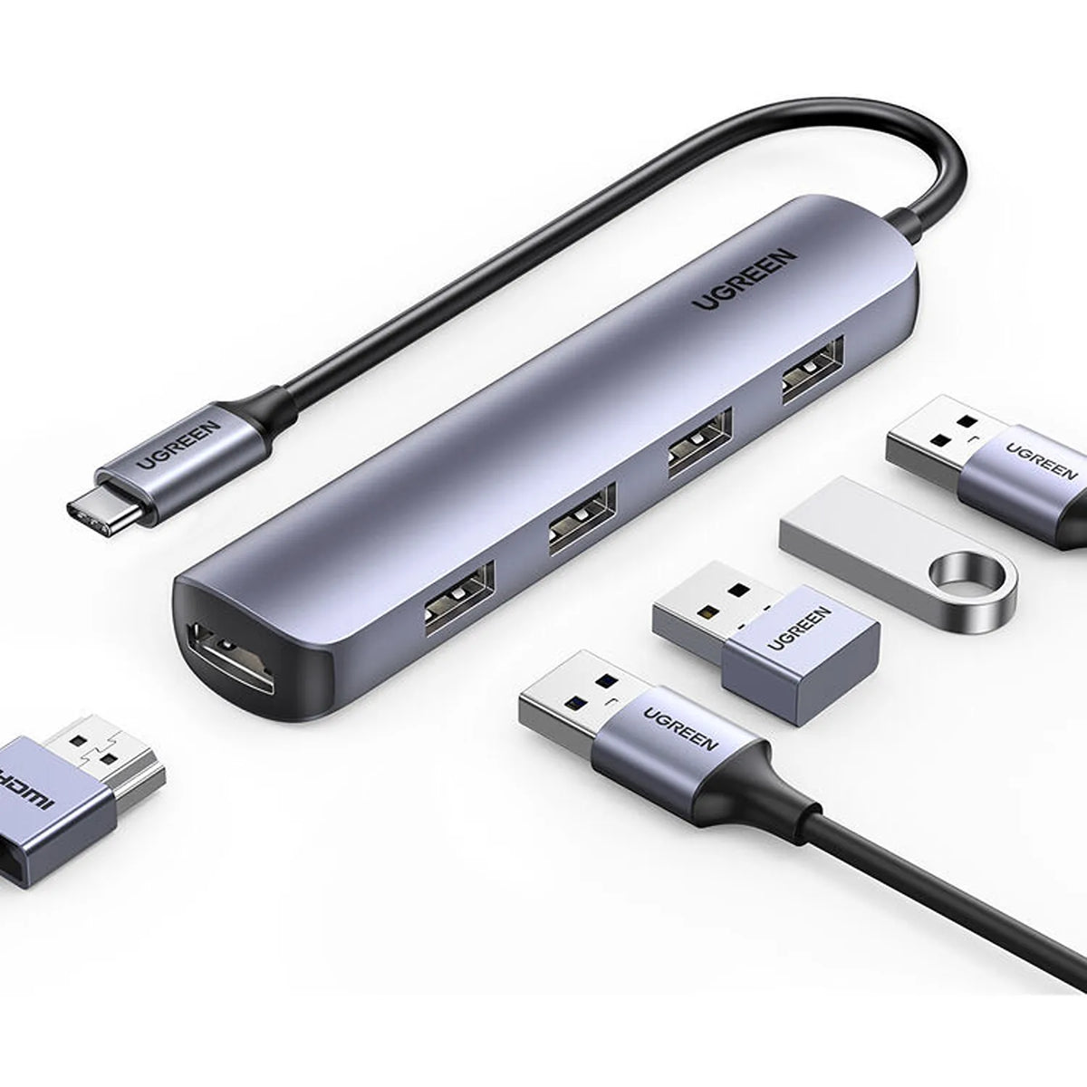 UGREEN CM417 20197 5-in-1 USB-C Hub with 4K HDMI for Laptops Connecting USB Drives and HDMI Cable tpstech.in