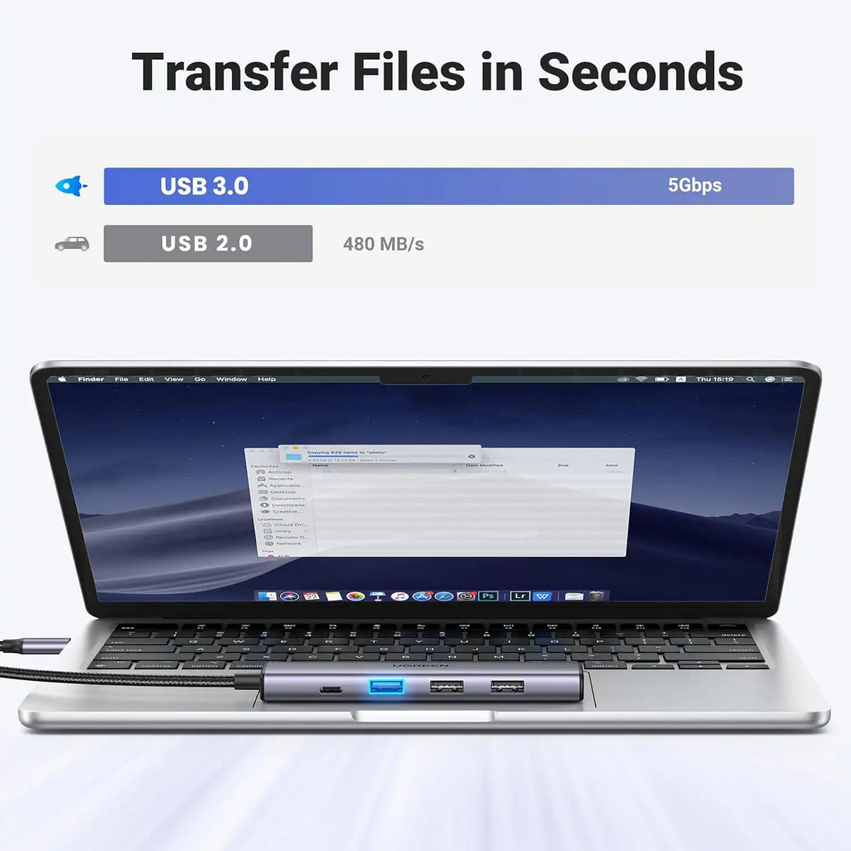 UGREEN CM478 15495 USB-C Hub 5Gbps High Speed USB 3.0 File Transfer with Laptop -tpstech.in
