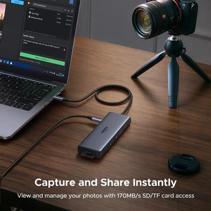 UGREEN CM498A 9-in-1 USB-C Hub Fast 170MBps SD TF Card Reader Photography Setup -tpstech.in