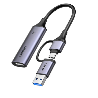 UGREEN CM629 HDMI USB Video Capture Card 2K 30Hz USB-A and USB-C Dual Connector tpstech.in