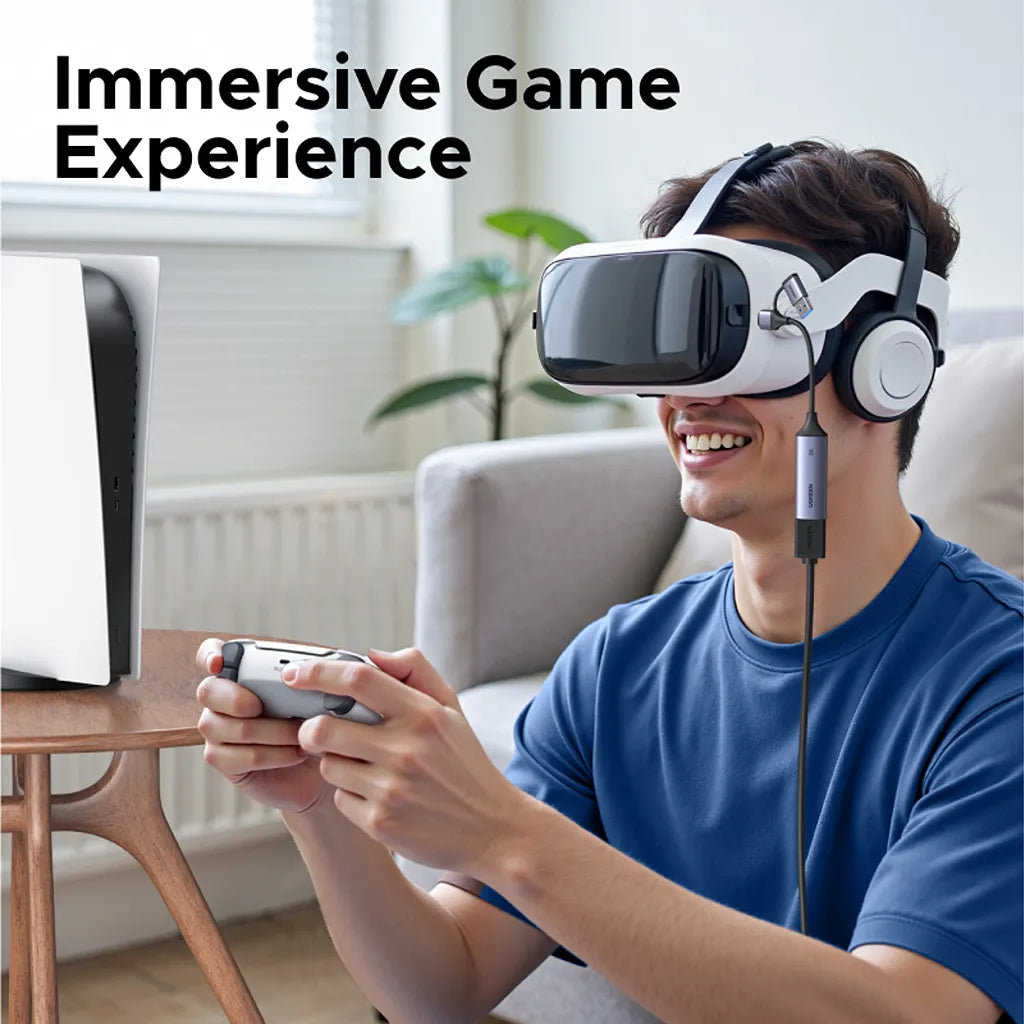 UGREEN CM629 HDMI Video Capture Card Connected to VR Headset and Console for Immersive Gaming tpstech.in