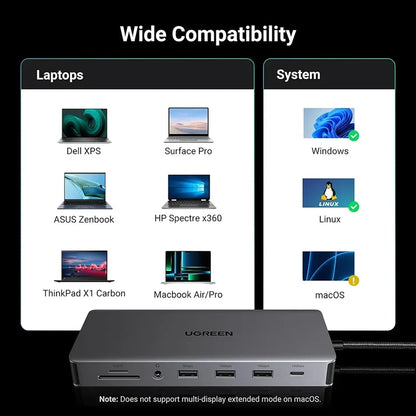 UGREEN CM681 15978 Revodok Pro 313 Docking Station Laptop and Operating System Compatibility -tpstech.in