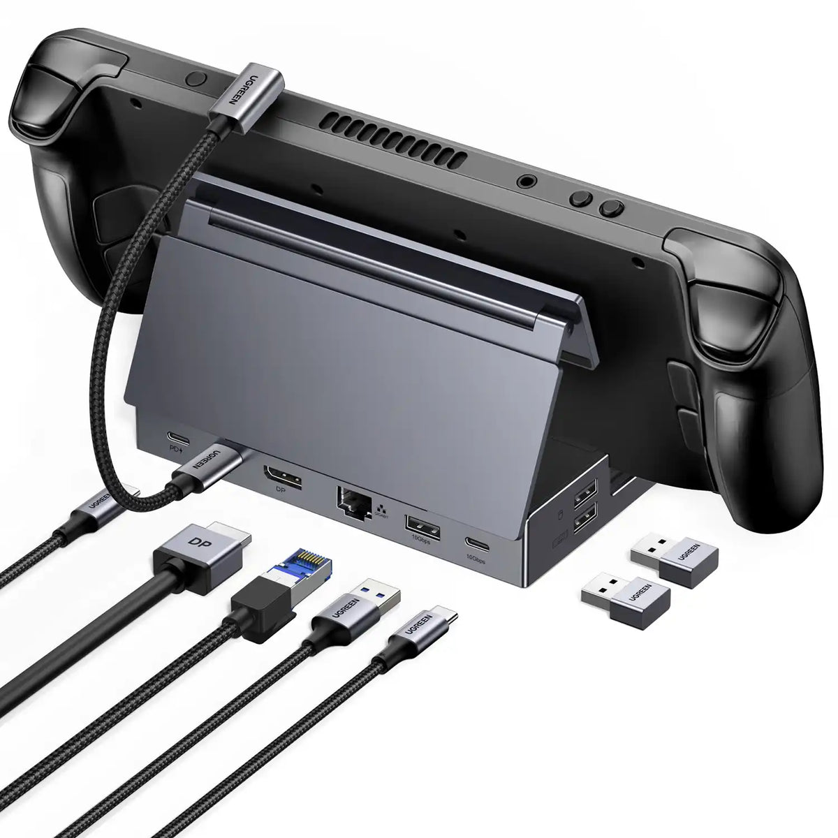 UGREEN CM800 55733 9-in-1 USB-C Gaming Dock with Handheld Console and Connected Cables -tpstech.in