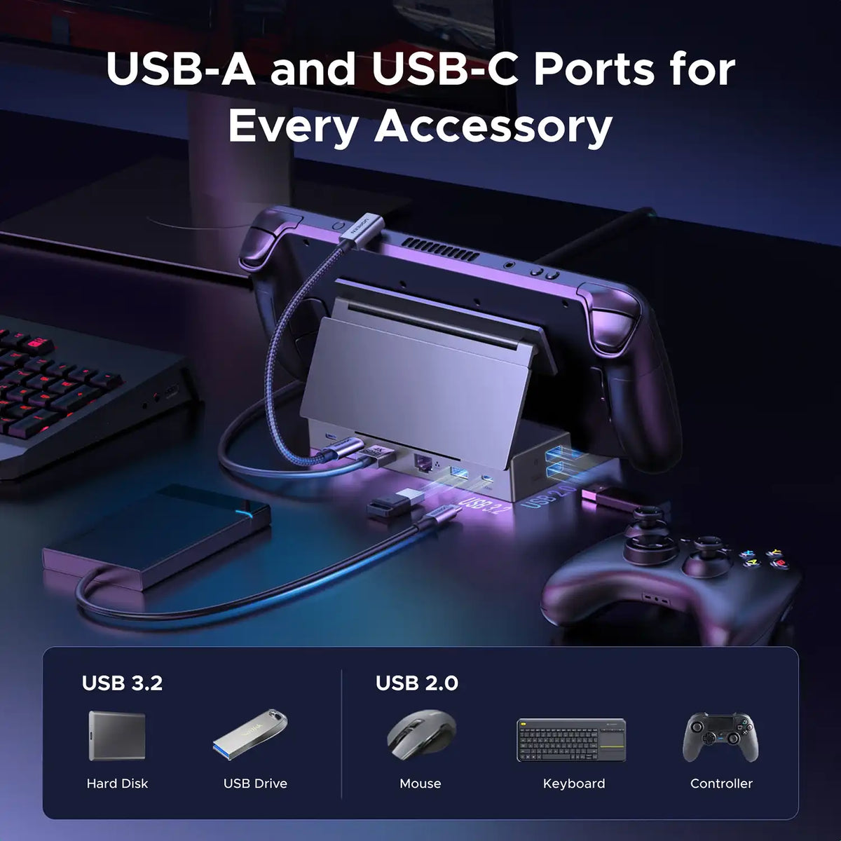 UGREEN CM800 55733 9-in-1 USB-C Gaming Dock Wide Compatibility with Steam Deck ROG Ally Legion Go -tpstech.in