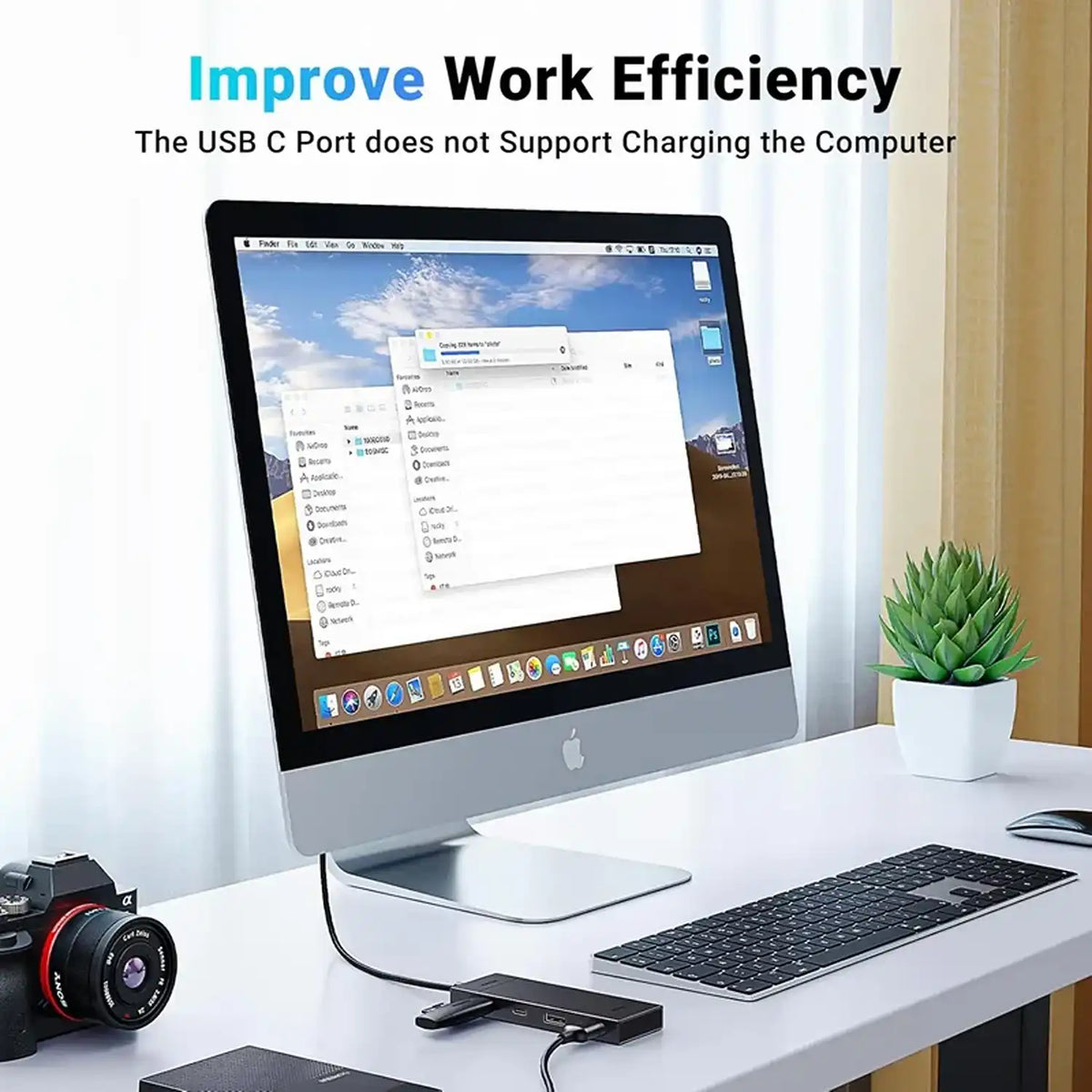 UGREEN CM806 35583 4-in-1 USB-C Hub 10Gbps for MacBook, iPad & PC Data Transfer Setup on iMac Workstation tpstech.in