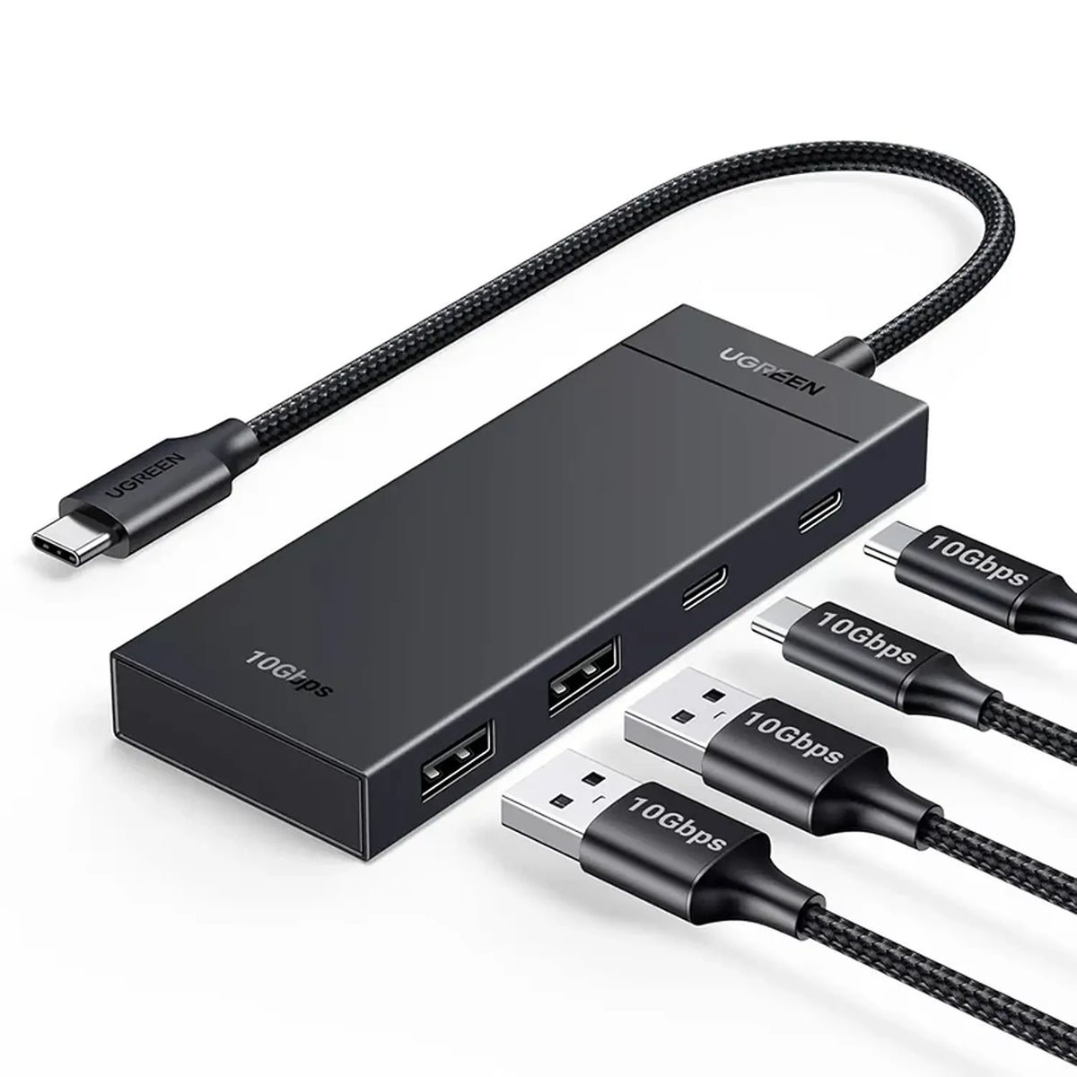 UGREEN CM806 35583 4-in-1 USB-C Hub 10Gbps for MacBook, iPad & PC with Dual USB-C and Dual USB-A Cables tpstech.in