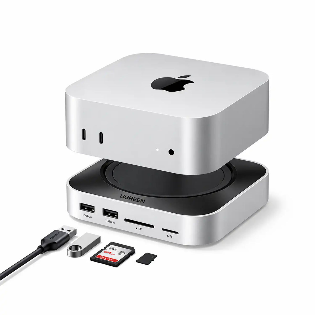UGREEN CM841 65487 11-in-1 Mac mini M4 Dock Stack Setup with Memory Cards USB Flash Drive and Cable -tpstech.in