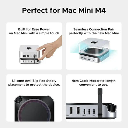 UGREEN CM841 65487 Mac mini M4 Dock Features Easy Power Access Silicone Anti-Slip Pad and 4cm Cable -tpstech.in