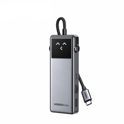 UGREEN CM889 75177 Uno 6-in-1 USB-C Hub Front View with Pixel Display Screen -tpstech.in