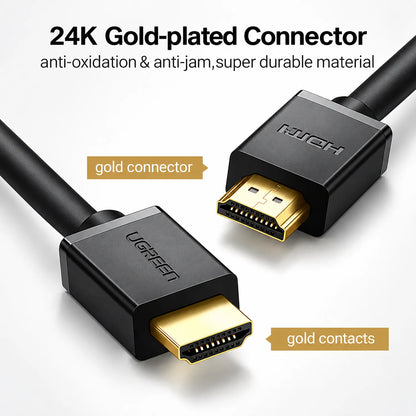 24K Gold-Plated Anti-Oxidation Durable Connectors on UGREEN HD104 HDMI 2.0 4K Cable -tpstech.in