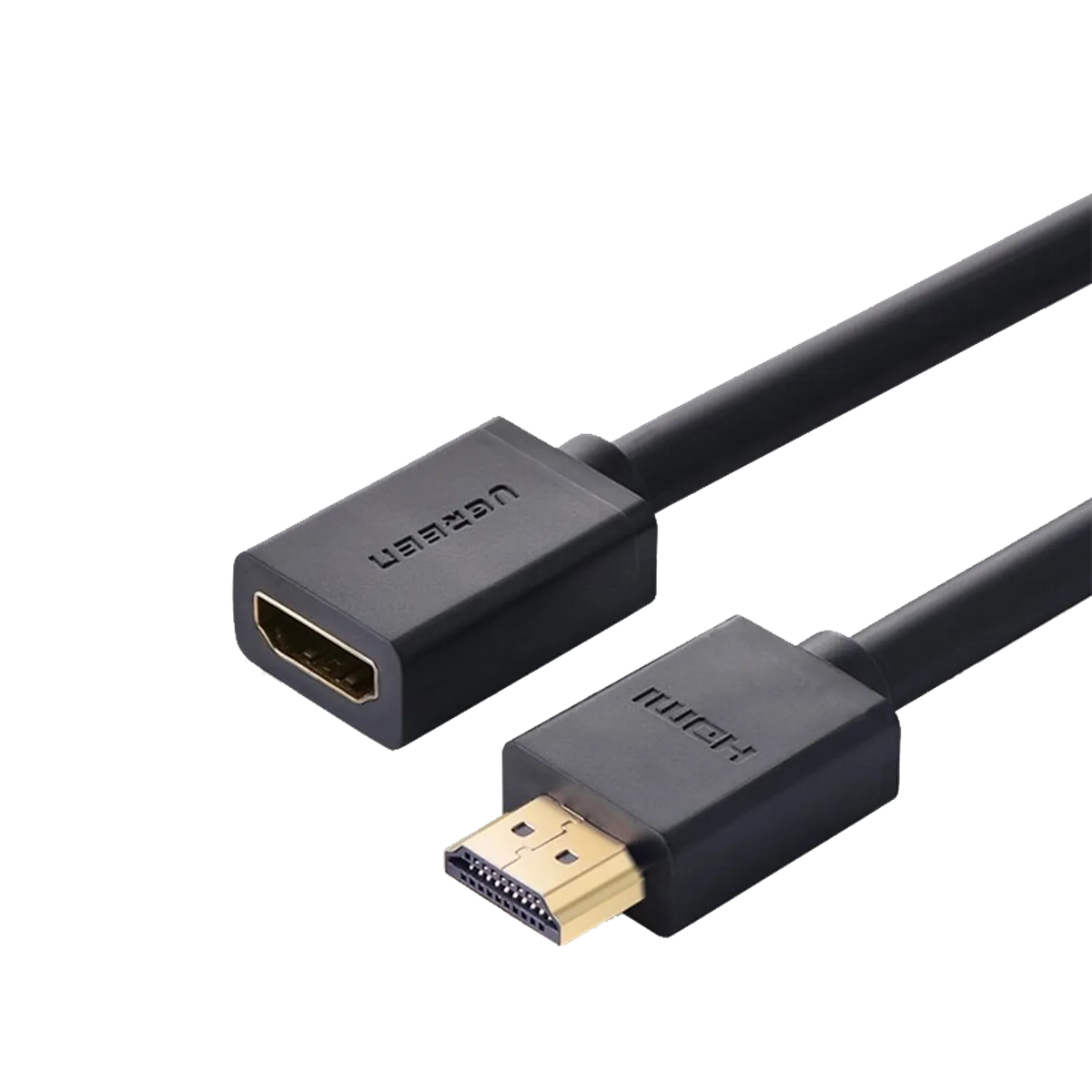 UGREEN HD107 HDMI Extension Cable 2M 4K Support Black Matte Finish Connectors Side Angle tpstech.in