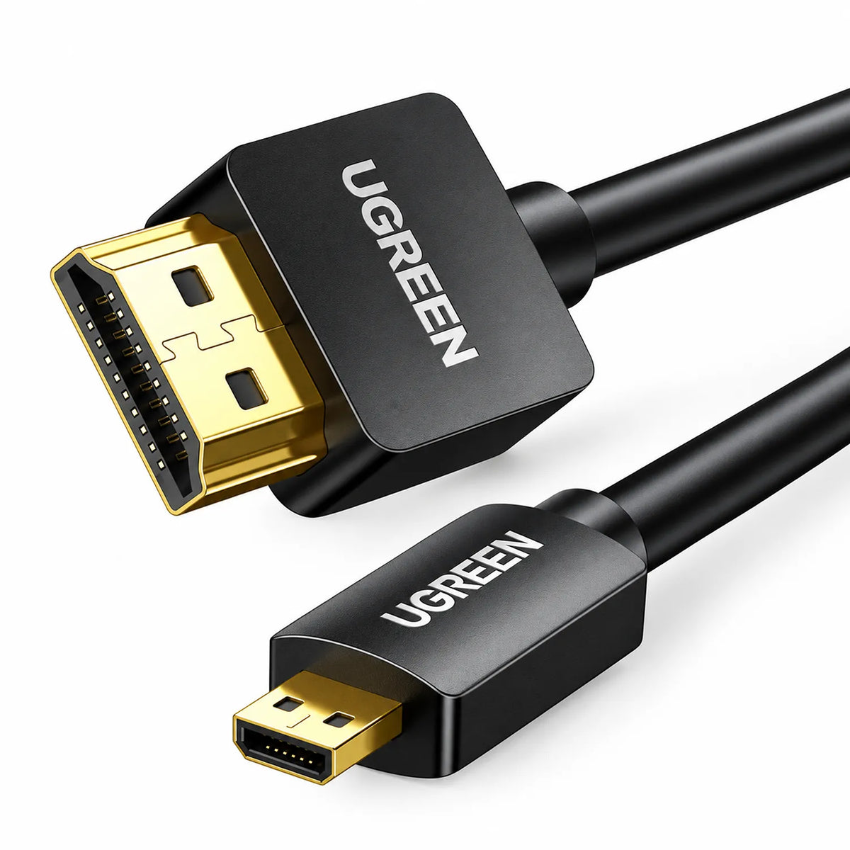 UGREEN HD127 Micro HDMI Male to Standard HDMI Male Gold-Plated Connectors Close Up -tpstech.in