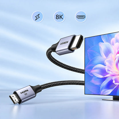 High-Speed 8K Video Transmission to Smart TV Display Using UGREEN HD163 Mini HDMI to HDMI Braided Cable -tpstech.in