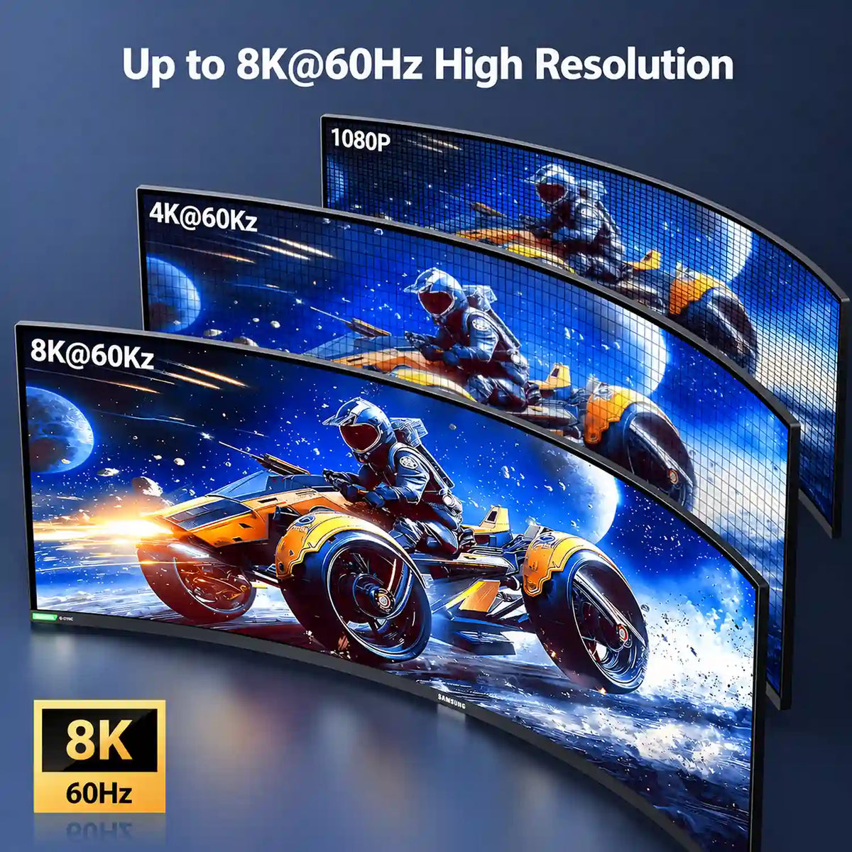 Ultra High Definition 8K 60Hz Curved Gaming Monitor Display Comparison via UGREEN HD164 Micro HDMI to HDMI Cable -tpstech.in