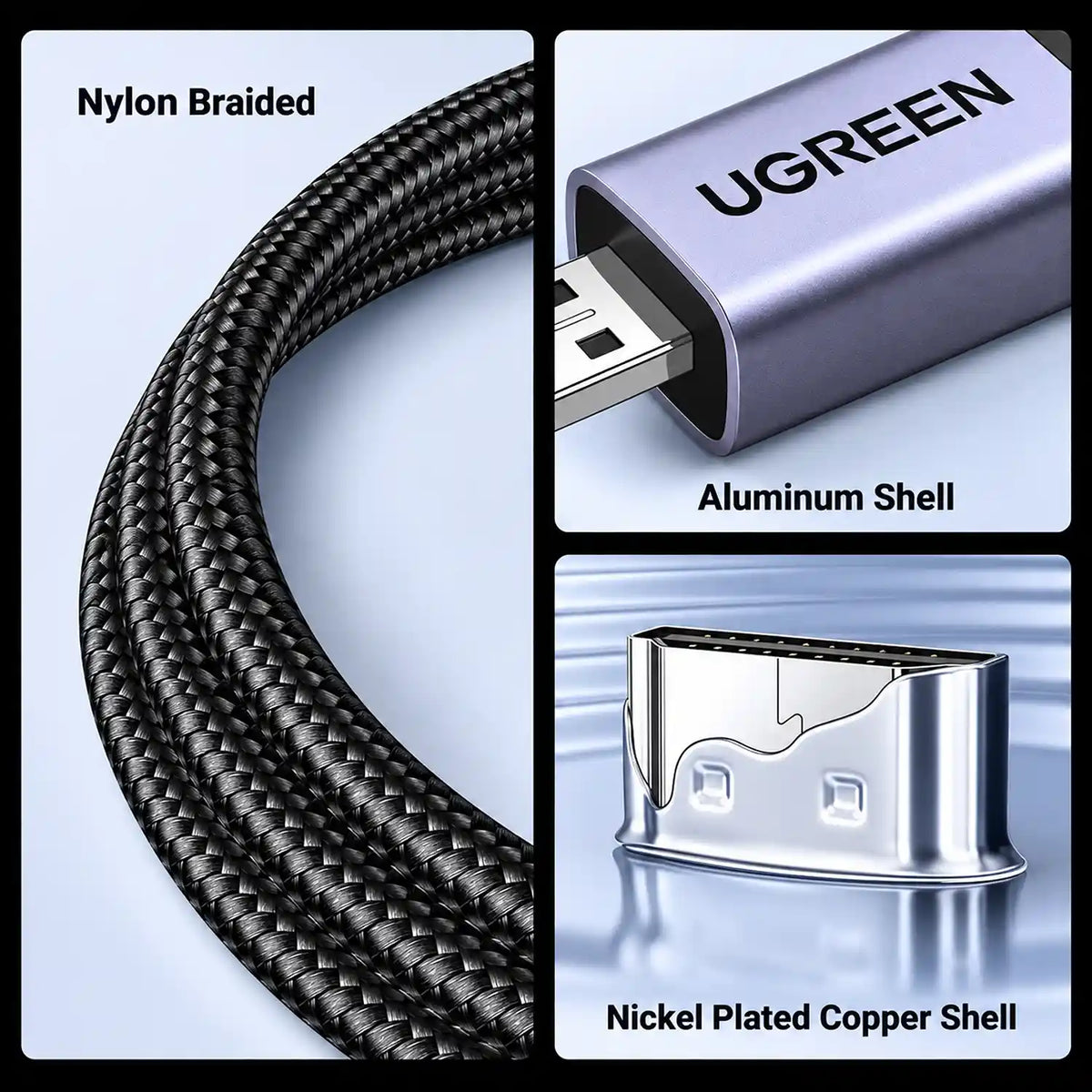 Heavy-Duty Nylon Braided Jacket, Aluminum Shell, and Nickel-Plated Copper Connector Build on UGREEN HD164 -tpstech.in