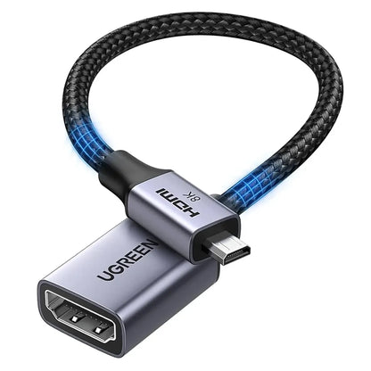 UGREEN HD182 65593 Micro HDMI Male to HDMI Female 2.1 Adapter Cable in Braided Design -tpstech.in