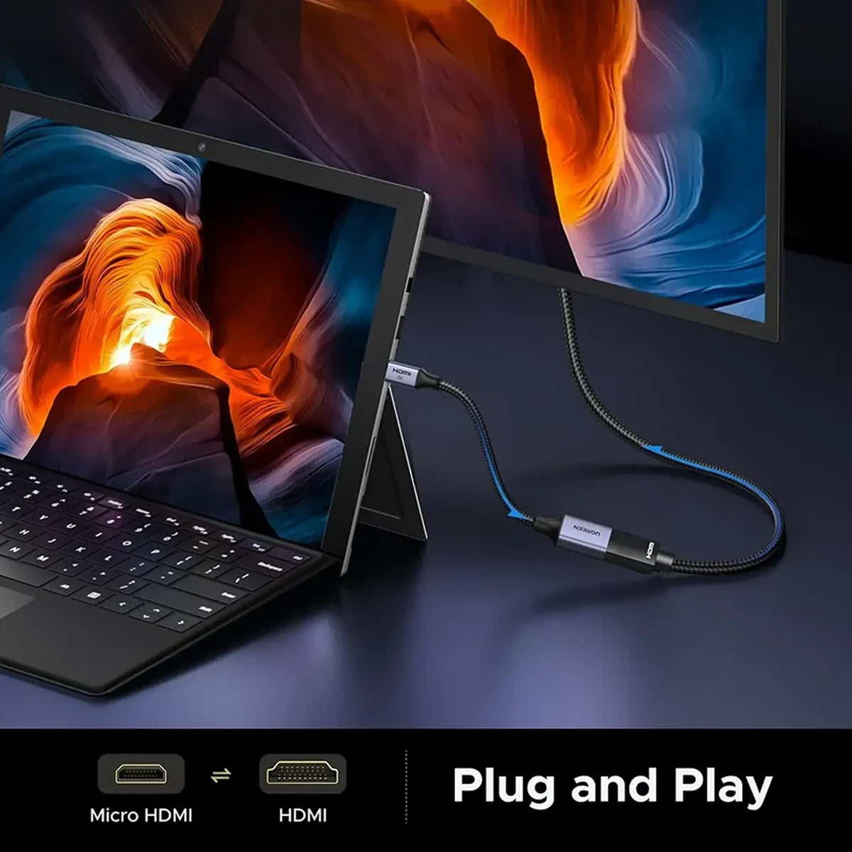 Premium Aluminum Shell, Nickel-Plated Connector, and Nylon Braided Cable Build on UGREEN HD182 65593 Adapter -tpstech.in
