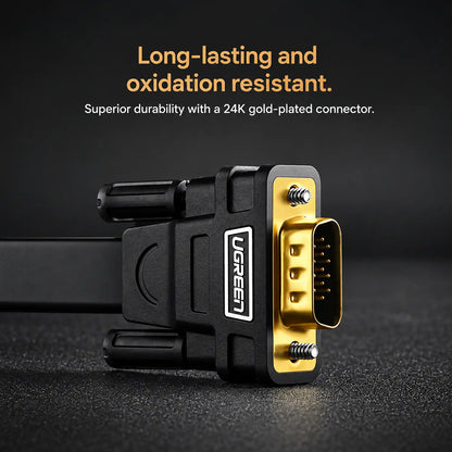UGREEN MM101 30449 HDMI to VGA Cable 1.5m 1080p 24K Gold Plated VGA Male Port Close Up tpstech.in