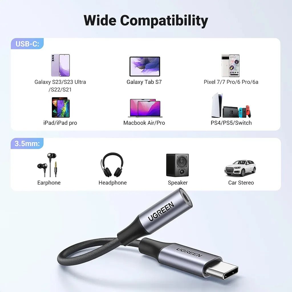UGREEN UG-80154 USB C to 3.5mm Audio Adapter Wide Compatibility with Phones Tablets and Headphones tpstech.in