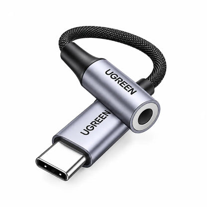 UGREEN UG-80154 USB C to 3.5mm Audio Adapter Showing Connectors and Braided Wire tpstech.in