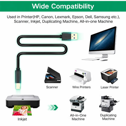 UGREEN US122 10m Active USB-A to USB-B Printer Cable Compatibility with Scanners and Printers -tpstech.in