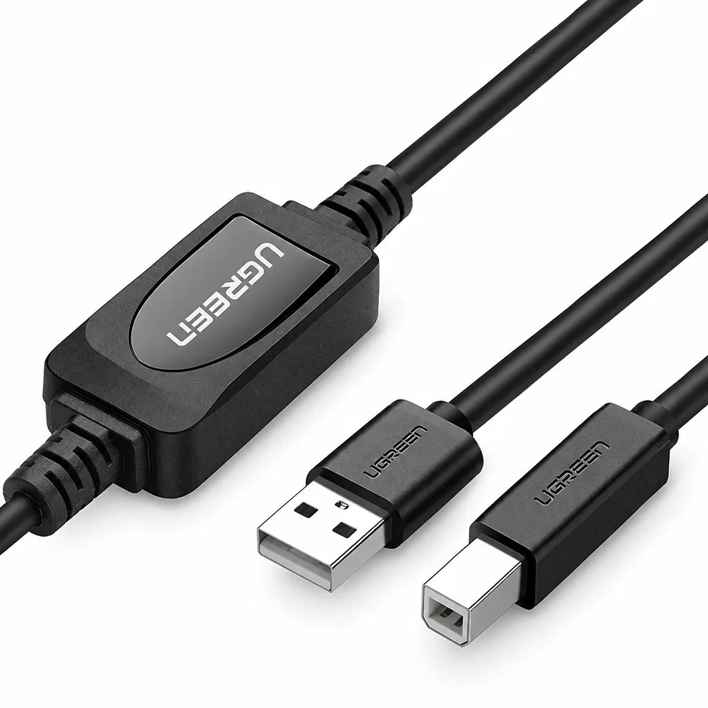 UGREEN US122 10m Active USB-A to USB-B Printer Cable with Built-in Signal Booster and Connectors -tpstech.in