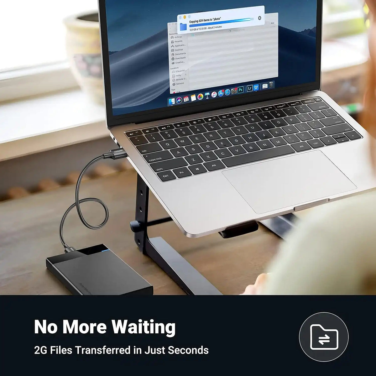 UGREEN US128 USB 3.0 Cable Connecting External Hard Drive to Laptop -tpstech.in