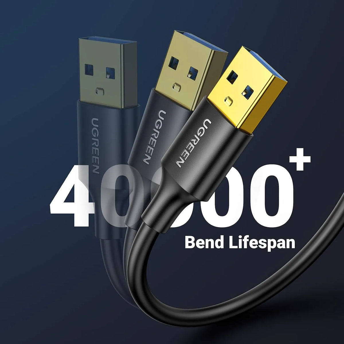 UGREEN US128 USB 3.0 Male to Male Cable Tested for 40000+ Bend Lifespan -tpstech.in