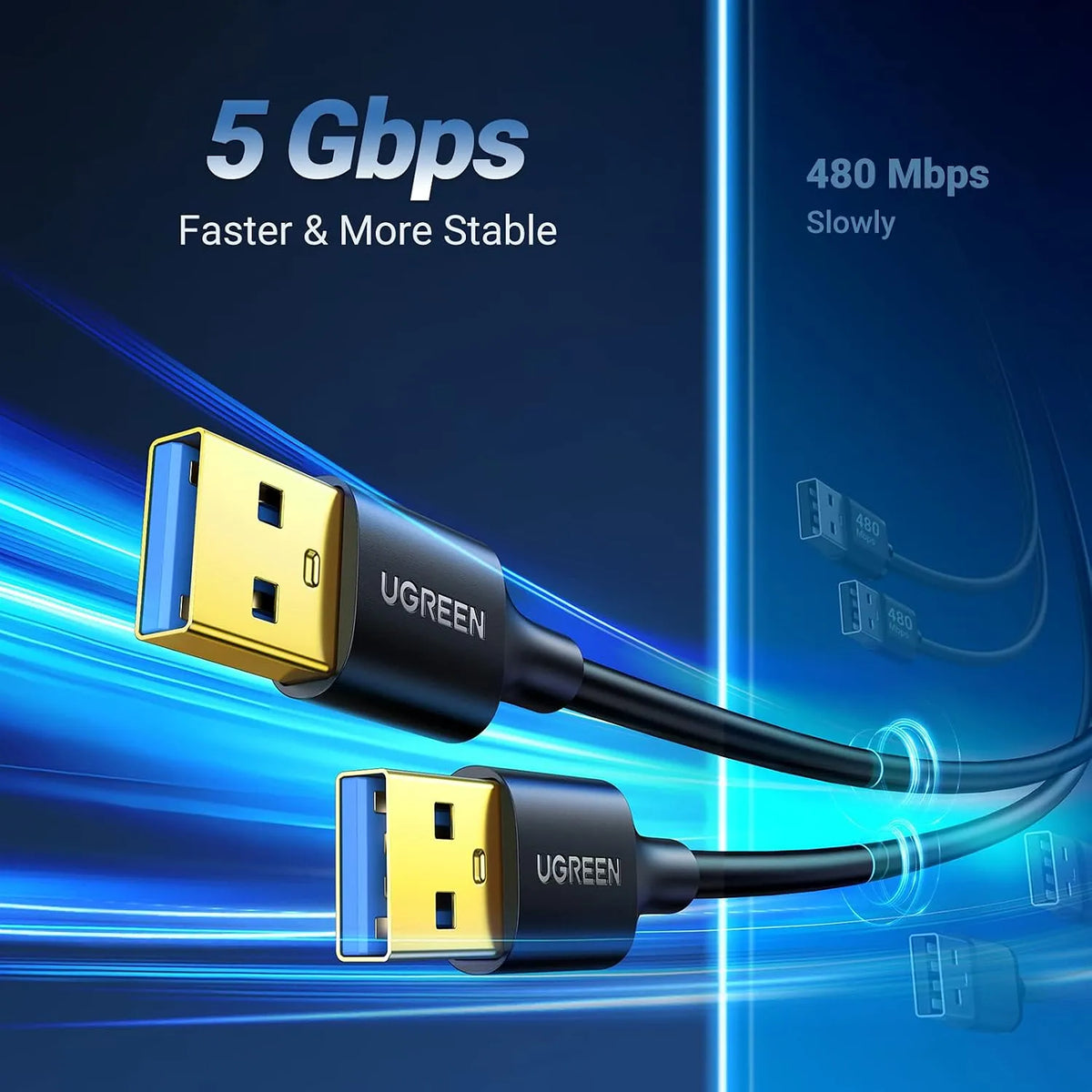 UGREEN US128 USB 3.0 Male to Male Cable 5Gbps High Speed Data Transfer -tpstech.in