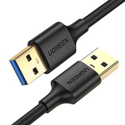 UGREEN US128 USB 3.0 Type-A Male to Male Cable Dual Connectors Close Up -tpstech.in