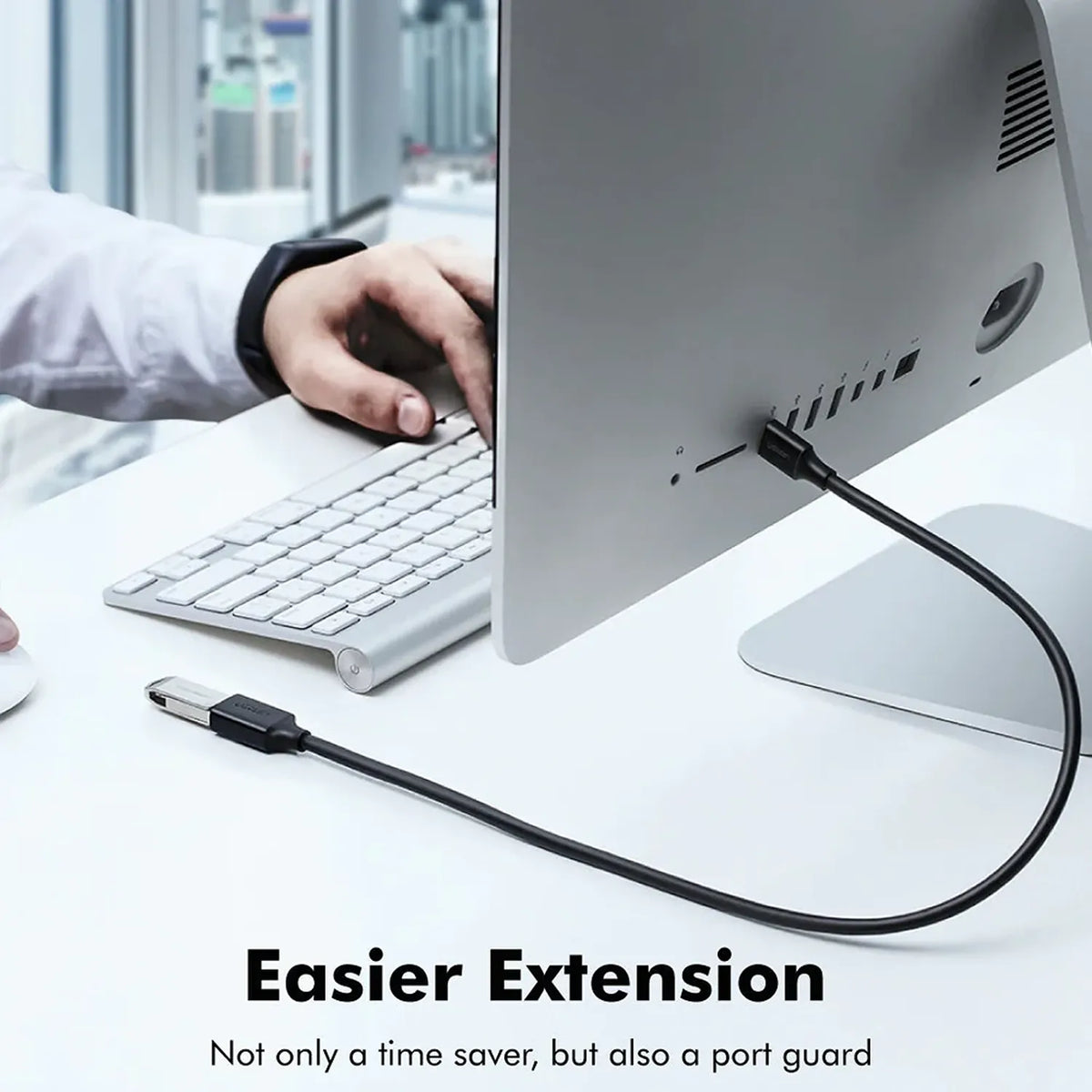 UGREEN US129 USB 3.0 Extension Cable Connected to Desktop Computer Port Guard -tpstech.in