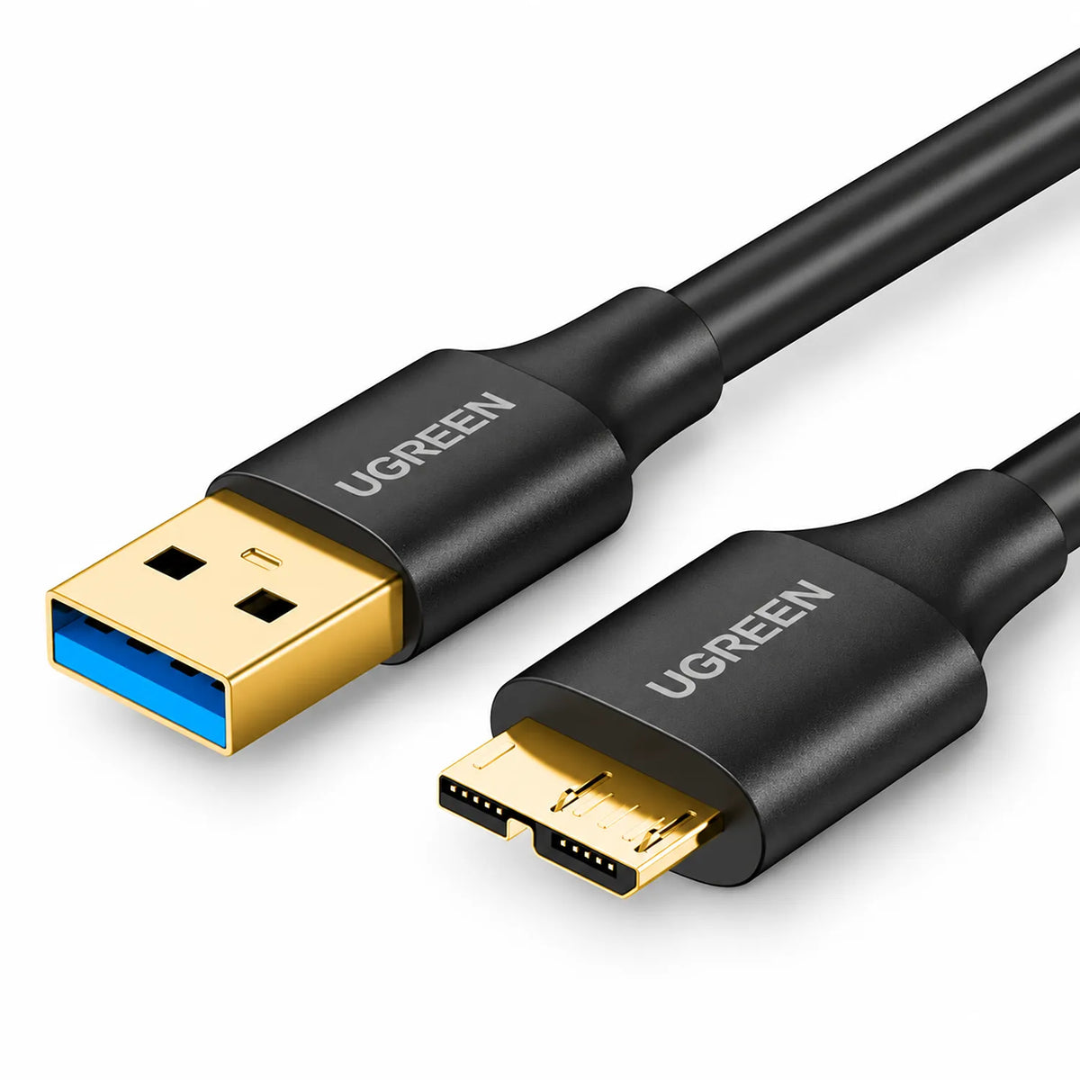 UGREEN US130 10841 USB 3.0 Type-A to Micro-B Cable Gold Plated Connectors Close Up -tpstech.in