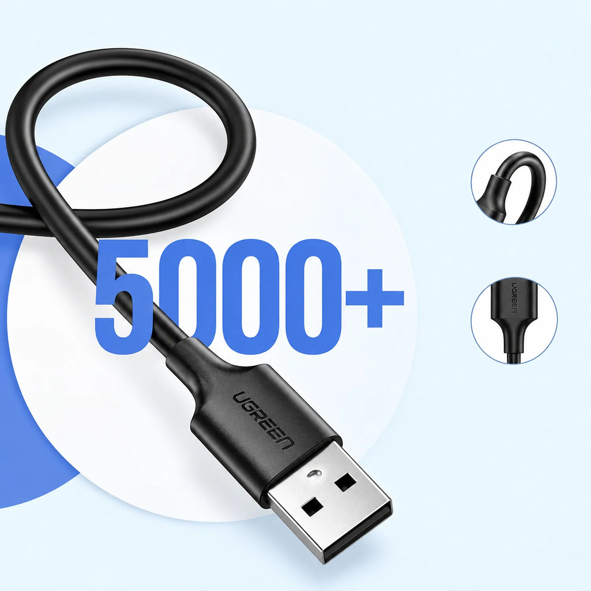 UGREEN US289 Micro USB to USB-A Cable Black Tested for 5000 Plus Bends Durability tpstech.in