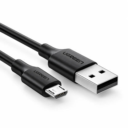 UGREEN US289 Micro USB to USB-A Cable Black Close-Up View of Micro USB and USB-A Connectors tpstech.in