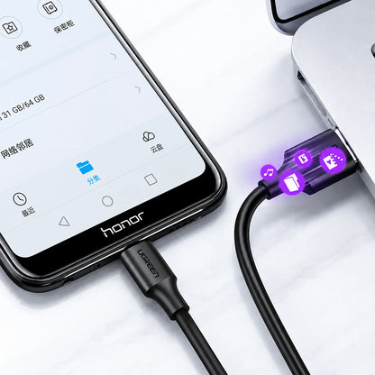 UGREEN US289 Micro USB to USB-A Cable Black High-Speed Data Syncing Between Smartphone and Laptop tpstech.in