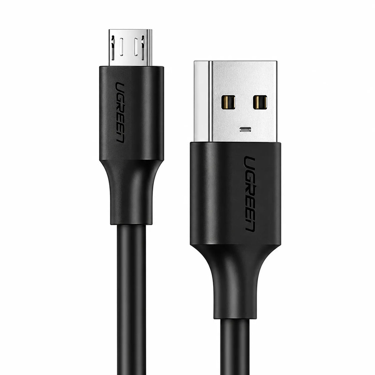 UGREEN US289 Micro USB to USB-A Cable Black Front View of Micro USB and USB-A Male Plugs tpstech.in